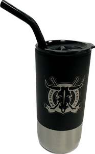 Black Tumbler with Straw