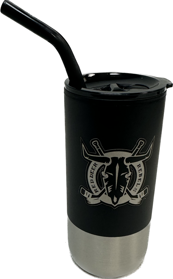 Black Tumbler with Straw